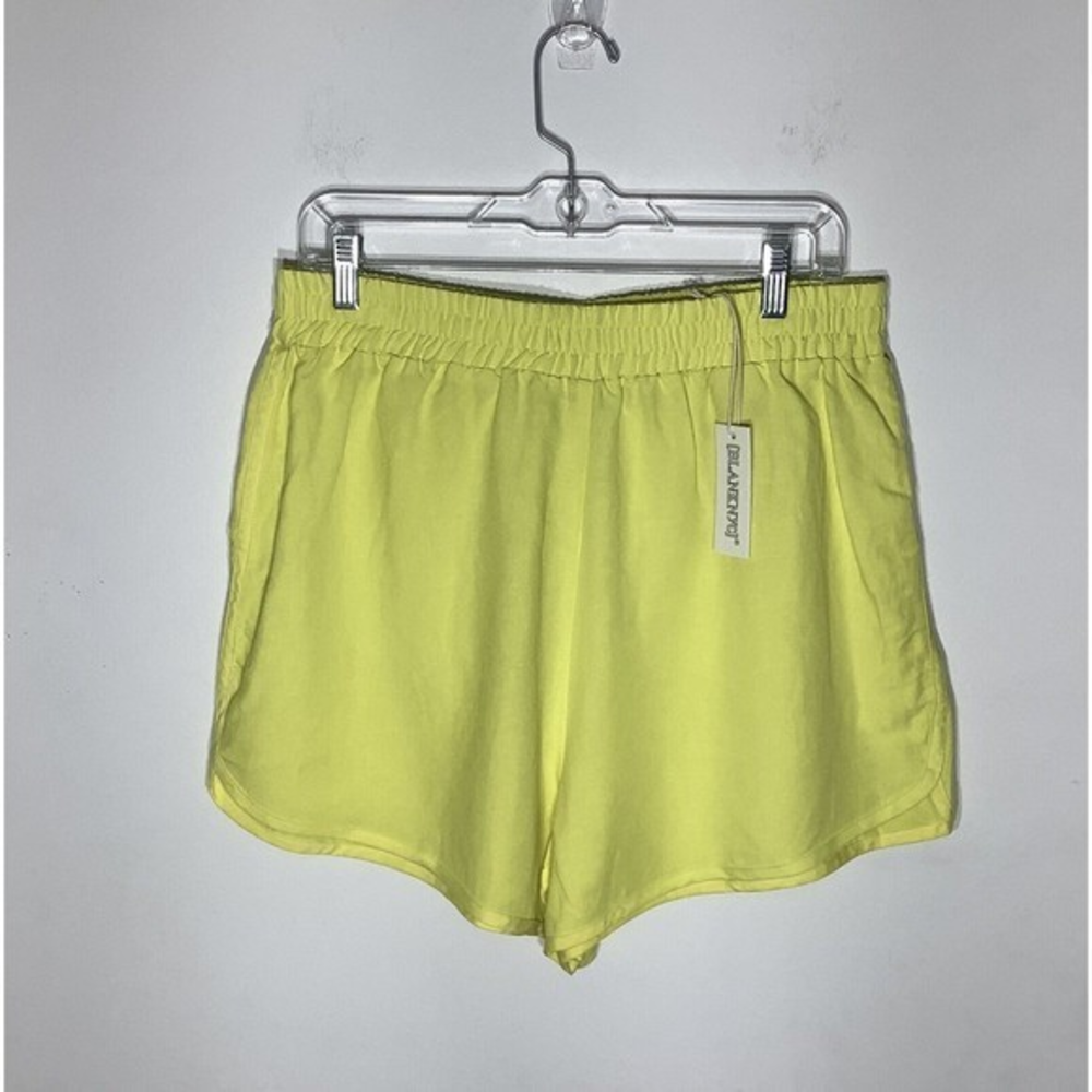 Blanknyc Womens Bright Yellow Linen Blend Shorts Size Large NWT‎
